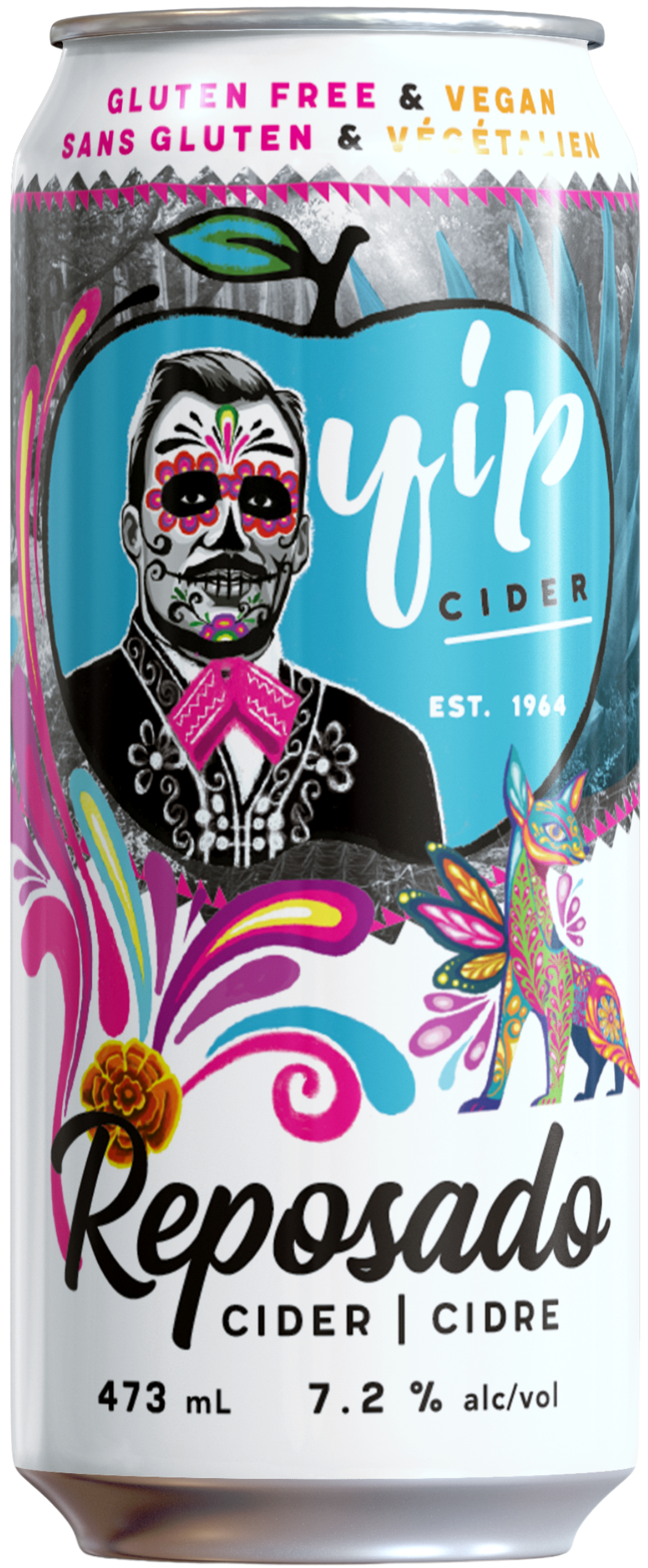 Can of Yip Cider Reposado, 473 mL, 7.2% alc/vol