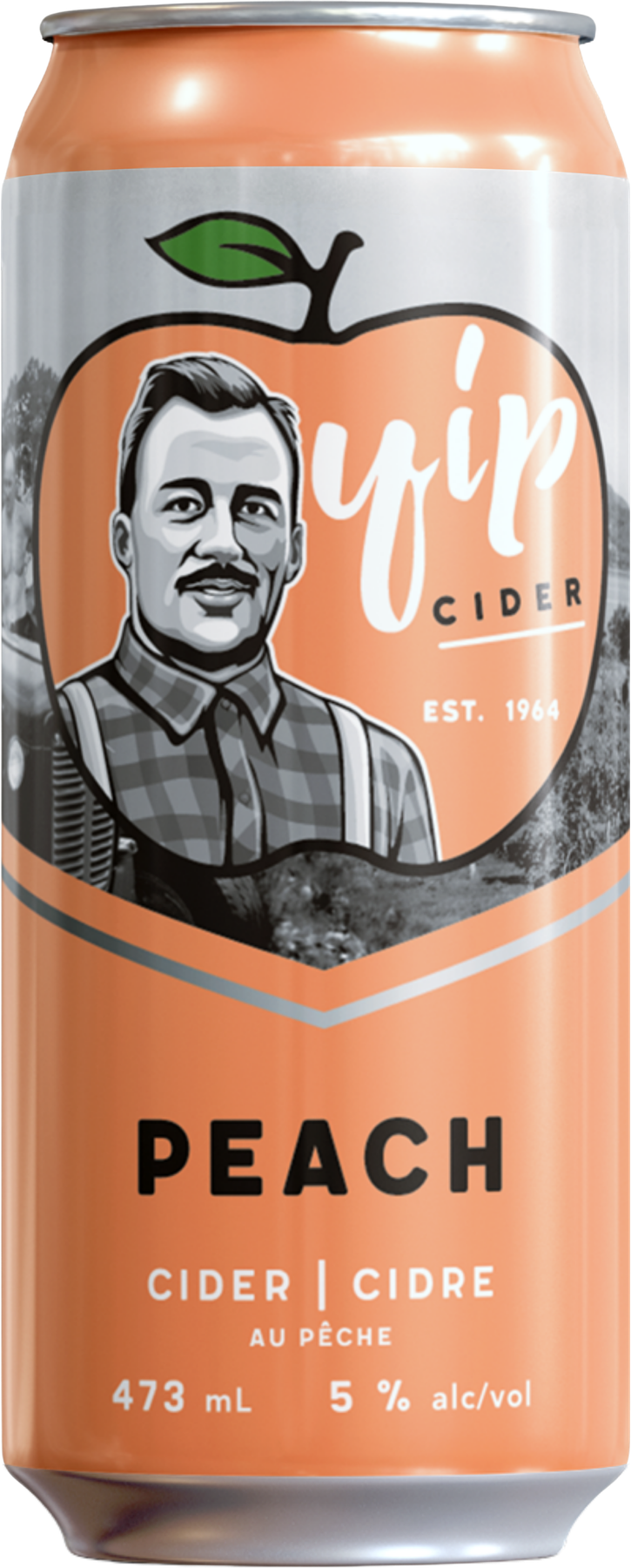 Can of Yip Cider Peach, 473 mL